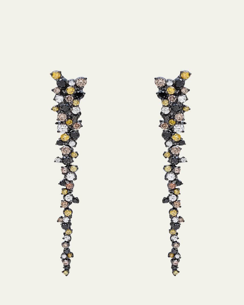 18K Black Gold Confetti Drop Earrings with Multicolor Diamonds